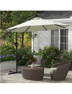 Outsunny 3(m) Cantilever Parasol with Cross Base, Cream 84D-331V00CW 2