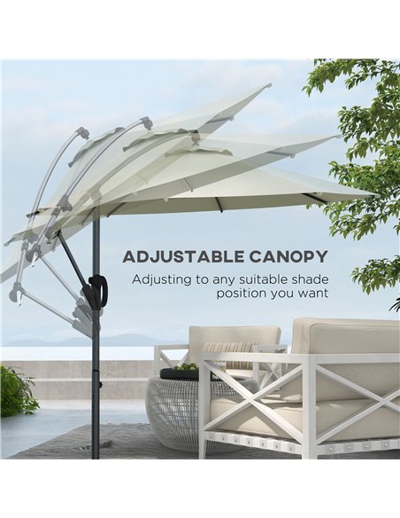 Outsunny 3(m) Cantilever Parasol with Cross Base, Banana Parasol with Crank Handle, Tilt and 8 Ribs, Round Hanging Patio Umbrell - pic 55030 | FastDaddyshop