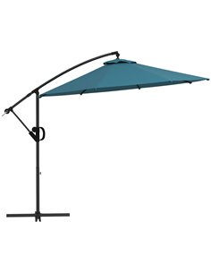 Outsunny Cantilever Parasol 3(m) with Cross Base, Blue 84D-331V00BU