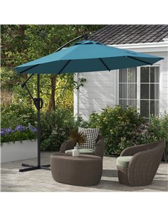 Outsunny Cantilever Parasol 3(m) with Cross Base, Blue 84D-331V00BU 2