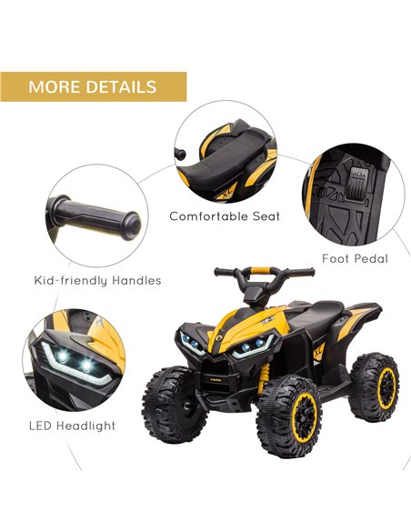 HOMCOM 12V Quad Bike with Forward Reverse Functions, Ride on Car ATV Toy with High/Low Speed, Slow Start, Suspension System, Hor - pic 5504 | FastDaddyshop