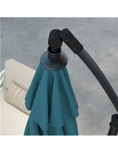 Outsunny Cantilever Parasol 3(m) with Cross Base, Banana Umbrella with Crank Handle, Tilt & 8 Ribs, Blue 84D-331V00BU