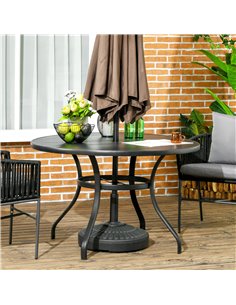 Outsunny Garden Dining Table with Parasol Hole, Black 84G-277V00BK 2