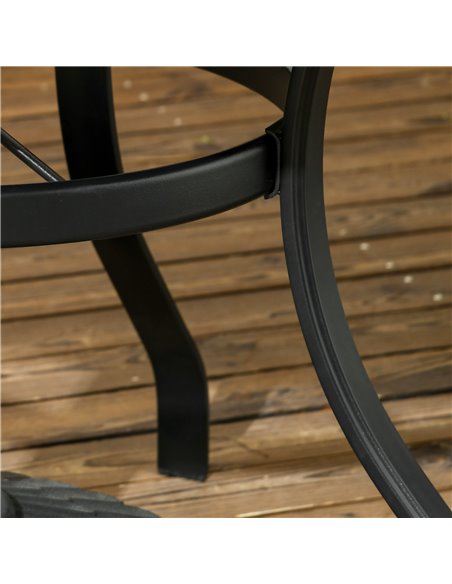 Outsunny Garden Table with Parasol Hole, Outdoor Dining Garden Table for Four Persons, Round Patio Table with Slatted Metal Top, - pic 55051 | FastDaddyshop