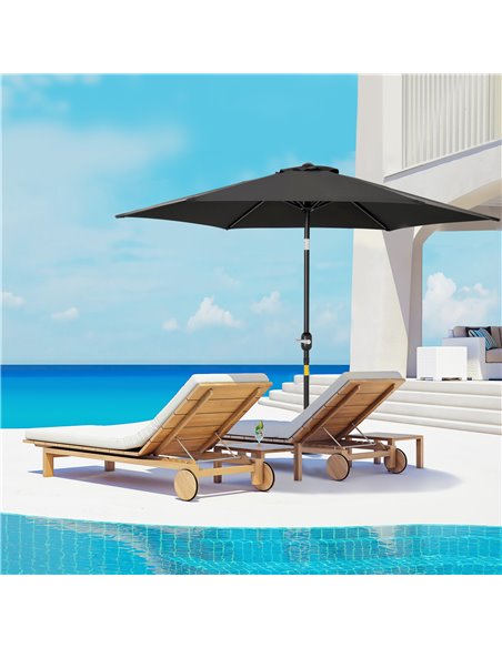 Outsunny 2.7M Outdoor Garden Parasol, Sun Shade Umbrella, Black 84D-032BK - pic 55054 | FastDaddyshop