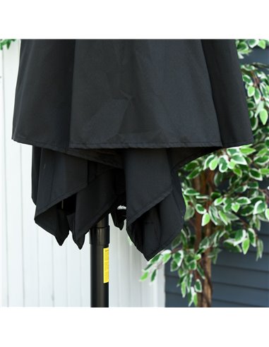 Outsunny Outdoor Garden Parasol with Tilt and Crank Mechanism, 2.7M Sun Shade Umbrella, Aluminium Frame, Black 84D-032BK