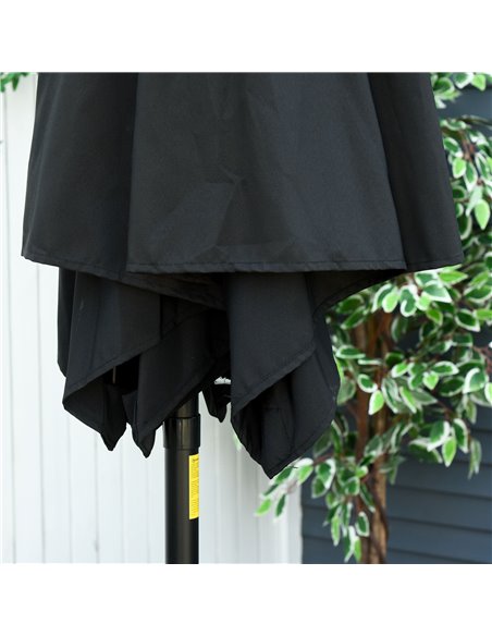 Outsunny Outdoor Garden Parasol with Tilt and Crank Mechanism, 2.7M Sun Shade Umbrella, Aluminium Frame, Black 84D-032BK - pic 55061 | FastDaddyshop