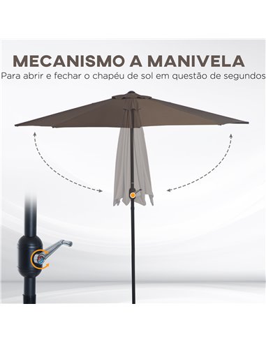 Outsunny 2.7m Balcony Half Parasol Garden Outdoor Umbrella 5 Steel Ribs - Brown 84D-007CF