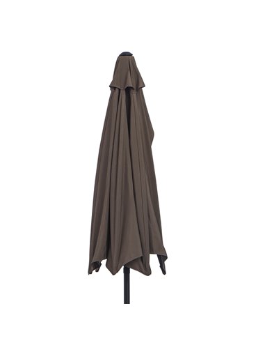 Outsunny 2.7m Balcony Half Parasol Garden Outdoor Umbrella 5 Steel Ribs - Brown 84D-007CF