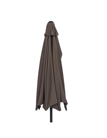 Outsunny 2.7m Balcony Half Parasol Garden Outdoor Umbrella 5 Steel Ribs - Brown 84D-007CF - pic 55069 | FastDaddyshop