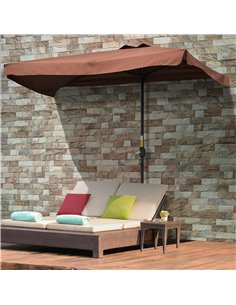 Outsunny 2.3m Patio Semi Round Half Parasol Umbrella, Brown 84D-008V01 2