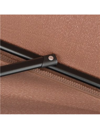 Outsunny 2.3m Patio Semi Round Half Parasol Umbrella with Metal Frame Crank Handle for Balcony- NO BASE INCLUDED, Brown 84D-008V