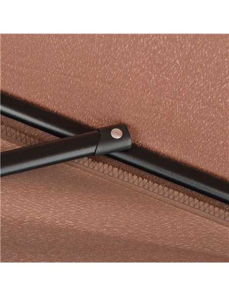 Outsunny 2.3m Patio Semi Round Half Parasol Umbrella with Metal Frame Crank Handle for Balcony- NO BASE INCLUDED, Brown 84D-008V - pic 55087 | FastDaddyshop