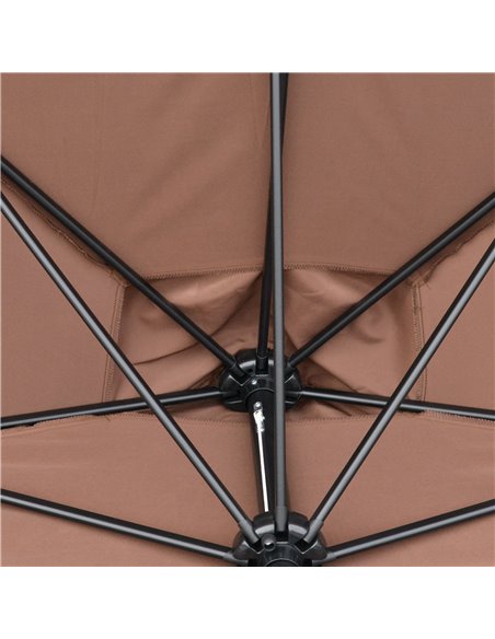 Outsunny 2.3m Patio Semi Round Half Parasol Umbrella with Metal Frame Crank Handle for Balcony- NO BASE INCLUDED, Brown 84D-008V - pic 55088 | FastDaddyshop