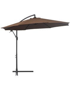Outsunny 3M Brown Cantilever Umbrella, Hanging Banana Parasol, Brown 84D-037CF