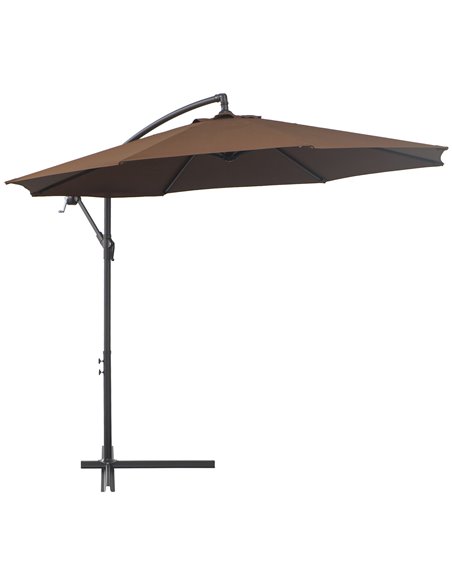 Outsunny 3M Brown Cantilever Umbrella, Hanging Banana Parasol, Brown 84D-037CF - pic 55089 | FastDaddyshop