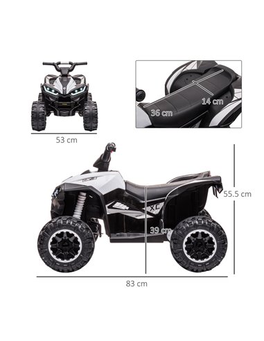 HOMCOM 12V Quad Bike with Forward Reverse Functions, Ride on Car ATV Toy with High/Low Speed, Slow Start, Suspension System, Hor
