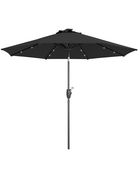 Outsunny 2.7m Garden Parasol with Solar LED Lights, Black 840-125V00BK - pic 55098 | FastDaddyshop