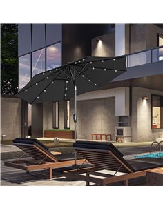 Outsunny 2.7m Garden Parasol with Solar LED Lights, Black 840-125V00BK 2