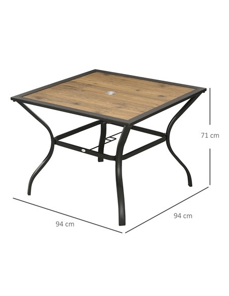 Outsunny Outdoor Dining Table with Parasol Hole, Stone-Grain Effect PC Board, for Patio, Brown 84G-009V00BN - pic 55109 | FastDaddyshop