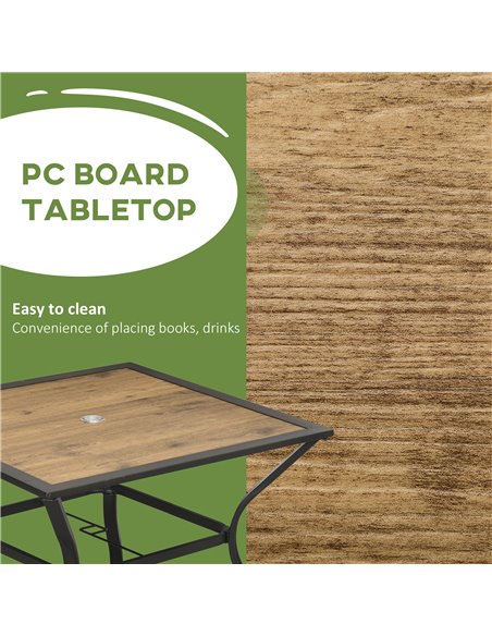 Outsunny Outdoor Dining Table with Parasol Hole, Stone-Grain Effect PC Board, for Patio, Brown 84G-009V00BN - pic 55111 | FastDaddyshop
