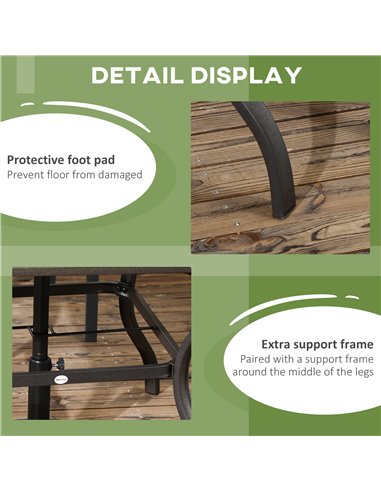 Outsunny Outdoor Dining Table with Parasol Hole, Stone-Grain Effect PC Board, for Patio, Brown 84G-009V00BN