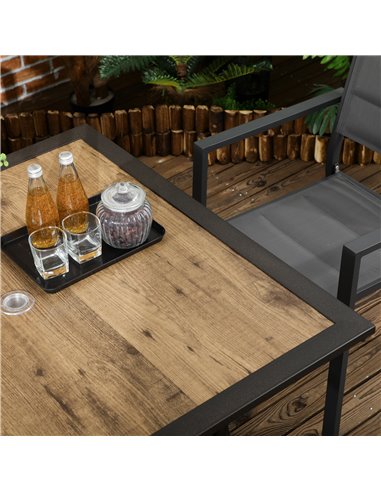 Outsunny Outdoor Dining Table with Parasol Hole, Stone-Grain Effect PC Board, for Patio, Brown 84G-009V00BN