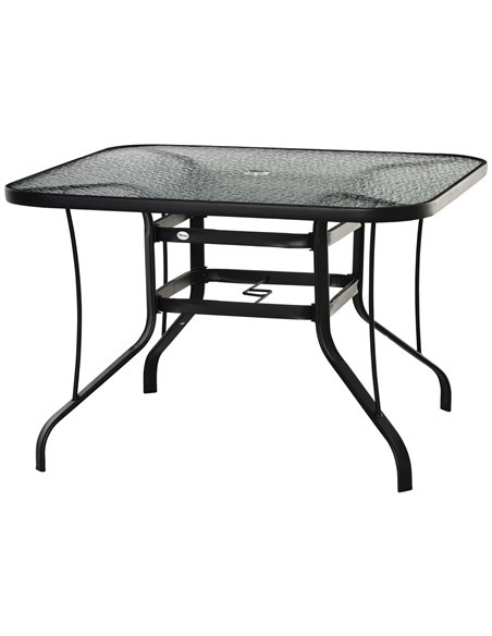 Outsunny Square Garden Dining Table with Parasol Hole, Black 84B-774 - pic 55116 | FastDaddyshop