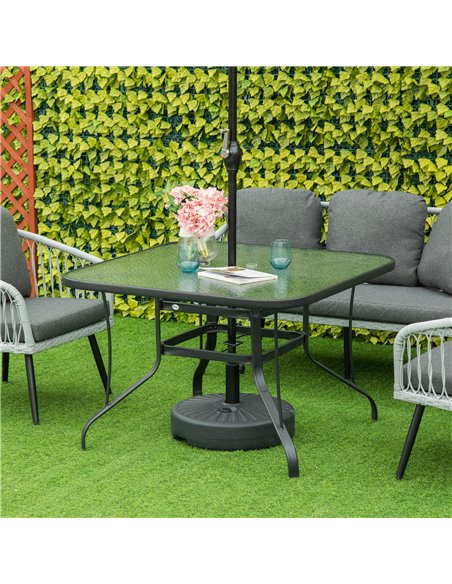 Outsunny Square Garden Dining Table with Parasol Hole, Black 84B-774 - pic 55117 | FastDaddyshop