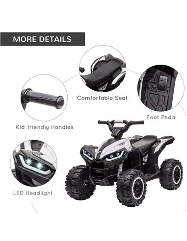 HOMCOM 12V Quad Bike with Forward Reverse Functions, Ride on Car ATV Toy with High/Low Speed, Slow Start, Suspension System, Hor