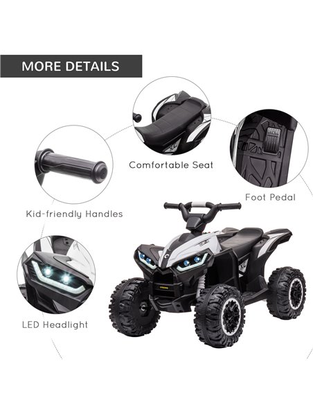 HOMCOM 12V Quad Bike with Forward Reverse Functions, Ride on Car ATV Toy with High/Low Speed, Slow Start, Suspension System, Hor - pic 5512 | FastDaddyshop