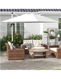 Outsunny 3 x 3(m) Square Cantilever Parasol with Cross Base, White 84D-086V02WT 2