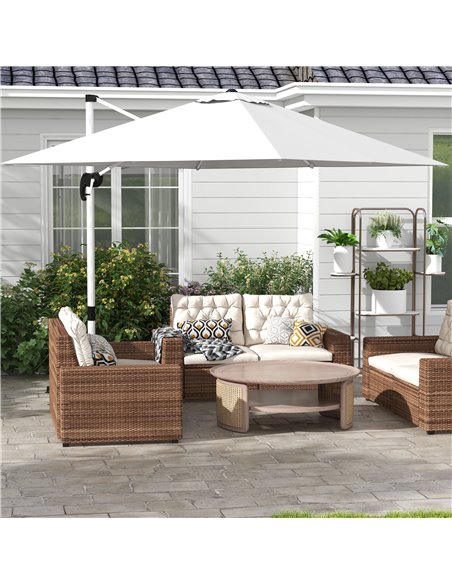 Outsunny 3 x 3(m) Square Cantilever Parasol with Cross Base, White 84D-086V02WT - pic 55135 | FastDaddyshop