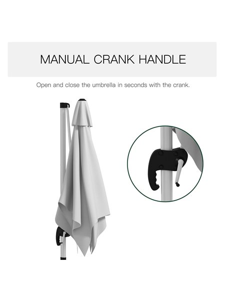 Outsunny 3 x 3(m) Square Cantilever Parasol with Cross Base, Crank Handle, Tilt, 360° Rotation and Aluminium Frame, White 84D-08 - pic 55140 | FastDaddyshop