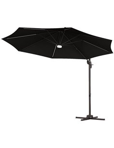 Outsunny 3(m) LED Cantilever Parasol Outdoor Sun Umbrella, Dark Grey 84D-104V01CG