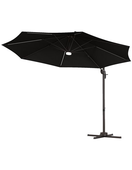 Outsunny 3(m) LED Cantilever Parasol Outdoor Sun Umbrella, Dark Grey 84D-104V01CG - pic 55143 | FastDaddyshop