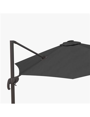 Outsunny 3(m) LED Cantilever Parasol Outdoor Sun Umbrella w/ Base Solar Lights Dark Grey 84D-104V01CG