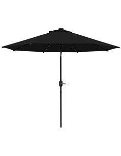 Outsunny 2.7m LED Outdoor Patio Garden Umbrella Parasol, Black 84D-018V00BK