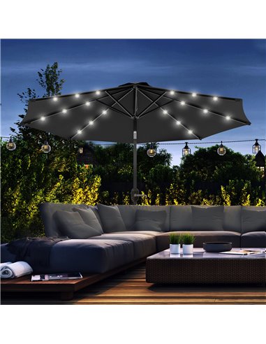 Outsunny 2.7m LED Outdoor Patio Garden Umbrella Parasol, Black 84D-018V00BK