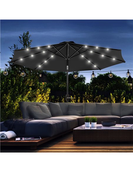Outsunny 2.7m LED Outdoor Patio Garden Umbrella Parasol, Black 84D-018V00BK - pic 55153 | FastDaddyshop
