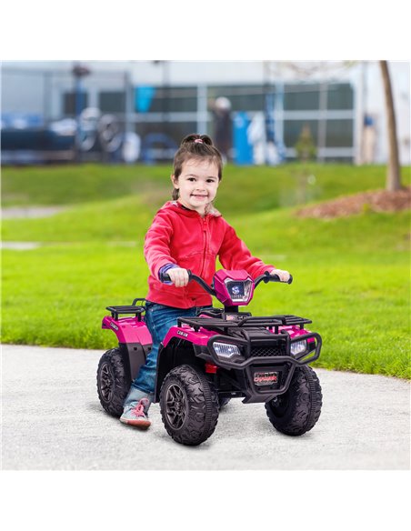 HOMCOM 12V Kids Quad Bike with Forward Reverse Functions, Ride On ATV with Music, LED Headlights, for Ages 3-5 Years - Pink - pic 5516 | FastDaddyshop