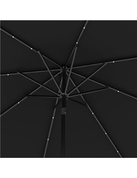 Outsunny 2.7m Outdoor Patio Garden Umbrella Parasol with Tilt Crank and 24 LEDs Lights, Black 84D-018V00BK - pic 55160 | FastDaddyshop