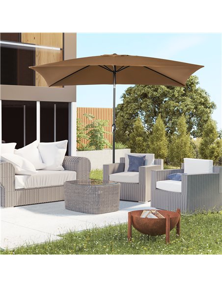Outsunny 3x2m Garden Parasol Umbrella, Brown 84D-036V00CF - pic 55162 | FastDaddyshop