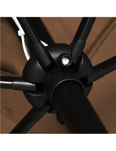 Outsunny 3x2m Garden Parasol Umbrella Outdoor Sun Shade Canopy with Tilt and Crank, Aluminium Frame Rectangular, Brown 84D-036V0