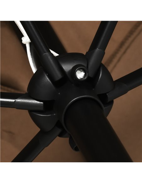 Outsunny 3x2m Garden Parasol Umbrella Outdoor Sun Shade Canopy with Tilt and Crank, Aluminium Frame Rectangular, Brown 84D-036V0 - pic 55168 | FastDaddyshop