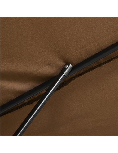 Outsunny 3x2m Garden Parasol Umbrella Outdoor Sun Shade Canopy with Tilt and Crank, Aluminium Frame Rectangular, Brown 84D-036V0