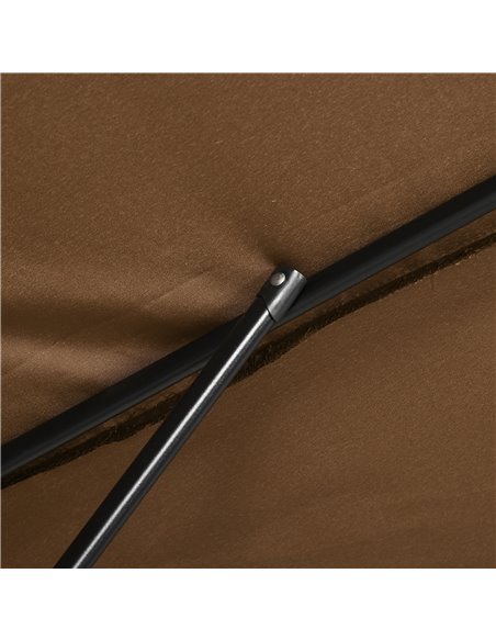 Outsunny 3x2m Garden Parasol Umbrella Outdoor Sun Shade Canopy with Tilt and Crank, Aluminium Frame Rectangular, Brown 84D-036V0 - pic 55169 | FastDaddyshop