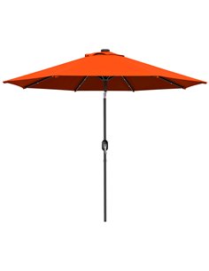 Outsunny 2.7m Outdoor Patio Garden Umbrella Parasol with 24 LEDs Lights, Orange 84D-018V00OG