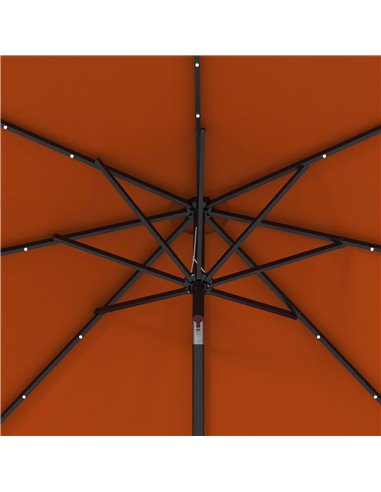 Outsunny 2.7m Outdoor Patio Garden Umbrella Parasol with Tilt Crank and 24 LEDs Lights, Orange 84D-018V00OG