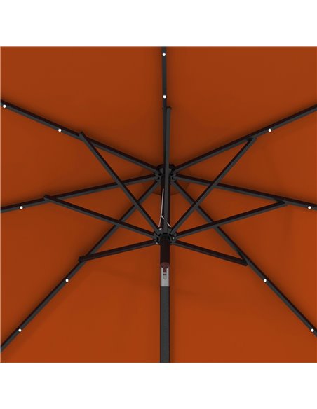 Outsunny 2.7m Outdoor Patio Garden Umbrella Parasol with Tilt Crank and 24 LEDs Lights, Orange 84D-018V00OG - pic 55196 | FastDaddyshop